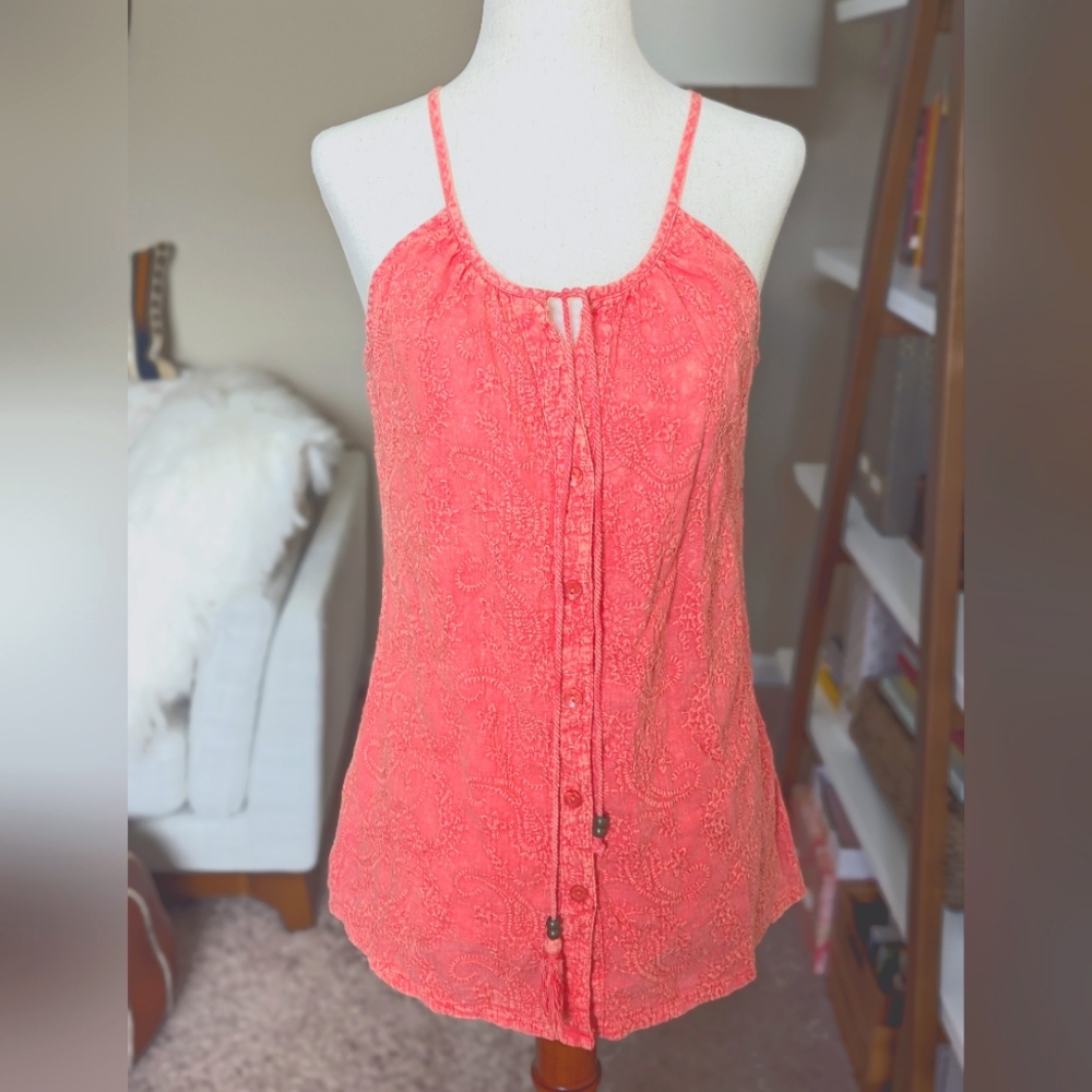 Anthropologie Luna Moon Linen Sleeveless Blouse | Size S